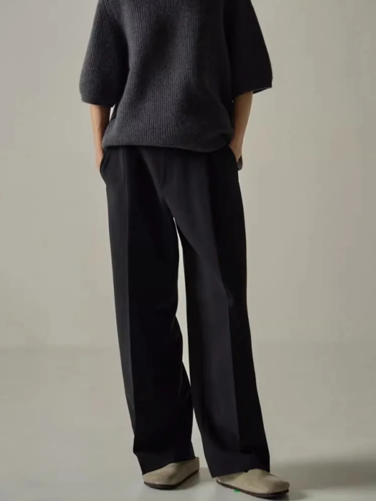 

Maxdutti French Minimalist Lazy Loose Wool Casual Pants For Women Straight Wide Leg Pants Woman Clothes Women's Pants Trousers