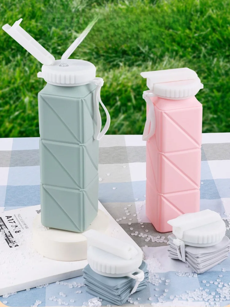 

Портативная складная силиконовая бутылка для воды для спорта на открытом воздухе, плоская, большой емкости, расширяемая, в ассортименте цветов, простая в использовании