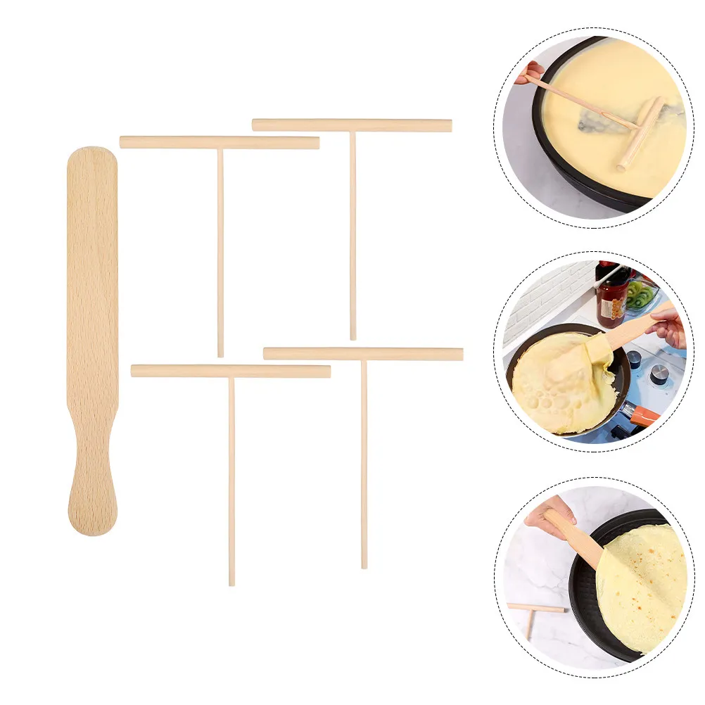 1Set Exquisitely Crafted Wooden Spatula Set Crepe Spreader and Spatula Kit Portable Kitchen Gadget for Pancakes Omelette Crepes