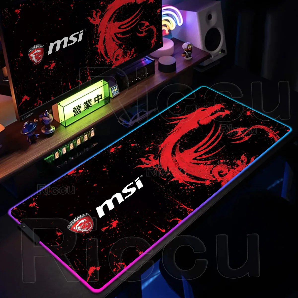 RGB MSI Pc Gaming Keyboard Expansion Mouse Pad LED Glowing Mat Anti-slip Rubber Backlight Esports Game Laptop Home Office Setup