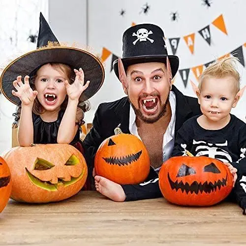 4-5Pcs Halloween Christmas Elf Ears Accessories Cosplay Party Dress Up Props Cute Elf Ears Scary Zombie Dentures Fidget