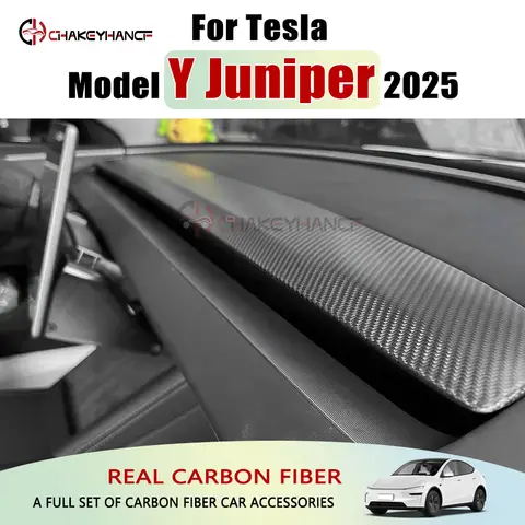 실제 탄소 섬유 센터 대시 보드 패널 커버 장식 스티커 자동차 인테리어 액세서리 2025 Tesla Model Y Juniper