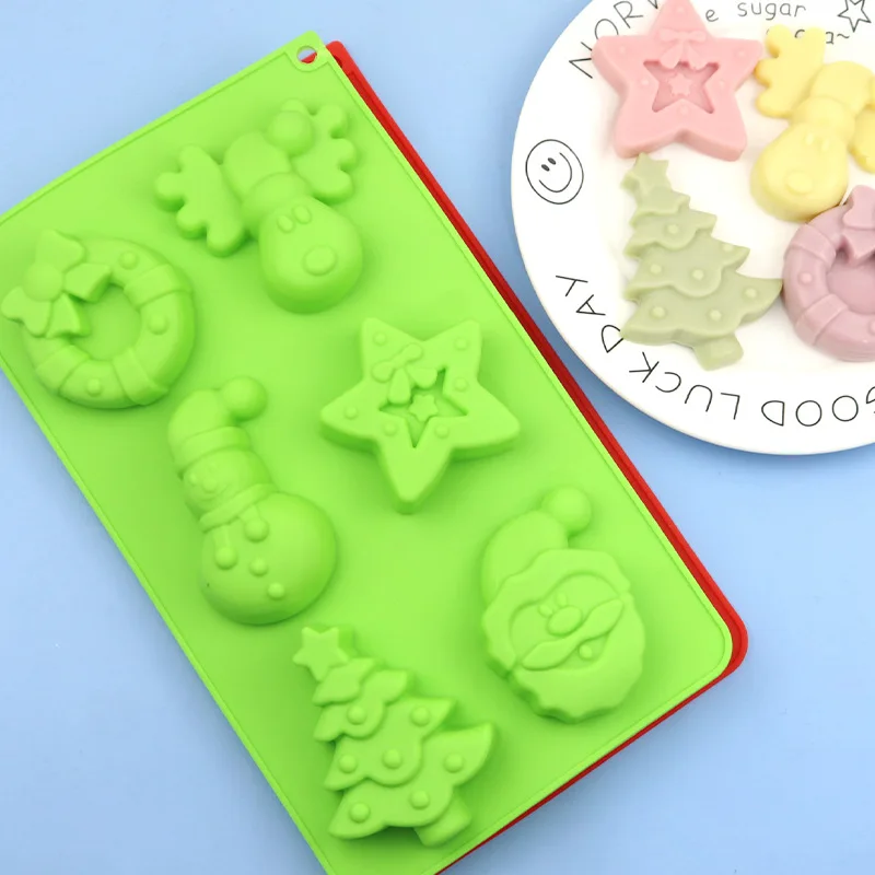 6-piece Christmas wreath elk silicone cake mold handmade soap mold rice cake mold jelly mold