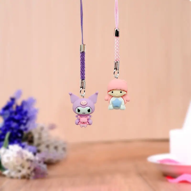 Sanrio Kuromi Mymelody Kuromi Purin Cinnamoroll Cartoon Anime Mobile Phone Pendant Jewelry Cute Lanyard Key Pendant Gift