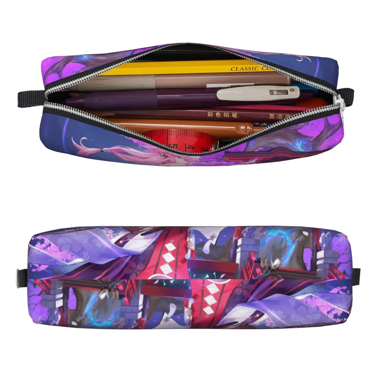 Yae Miko Genshin Impact Pencil Cases Pen Box Pencil Bags Girls Boys Large Storage School Supplies Cosmetic Pencilcases