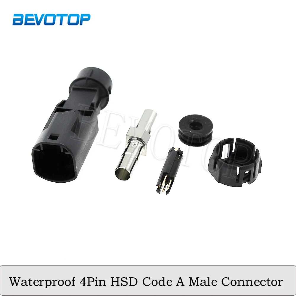 

1Pcs Black Waterproof HSD 4 Pin Connector Code A Male/Female Assembly for 4-Core HSD LVDS Coaxial Cable