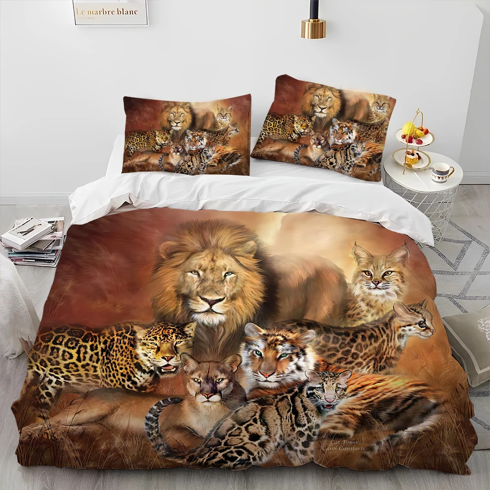 Imagem -03 - Animal Bedding Grupo Tigre Leopardo Lobo Luxo Comforter Capa de Edredão Bed Grupo Quilt Cover Fronha King And Queen Size 3d