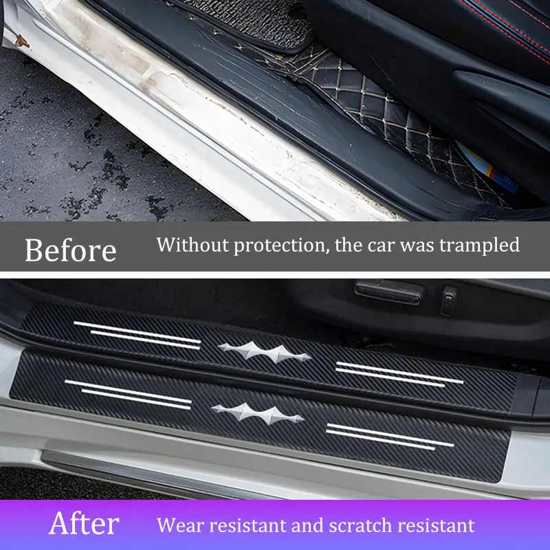  For BYD Equation Leopard 3 5 Leopard 8 Titanium 3 7 Car Threshold Strip Leather Carbon Fiber Auto Door Sill Protection Sticker