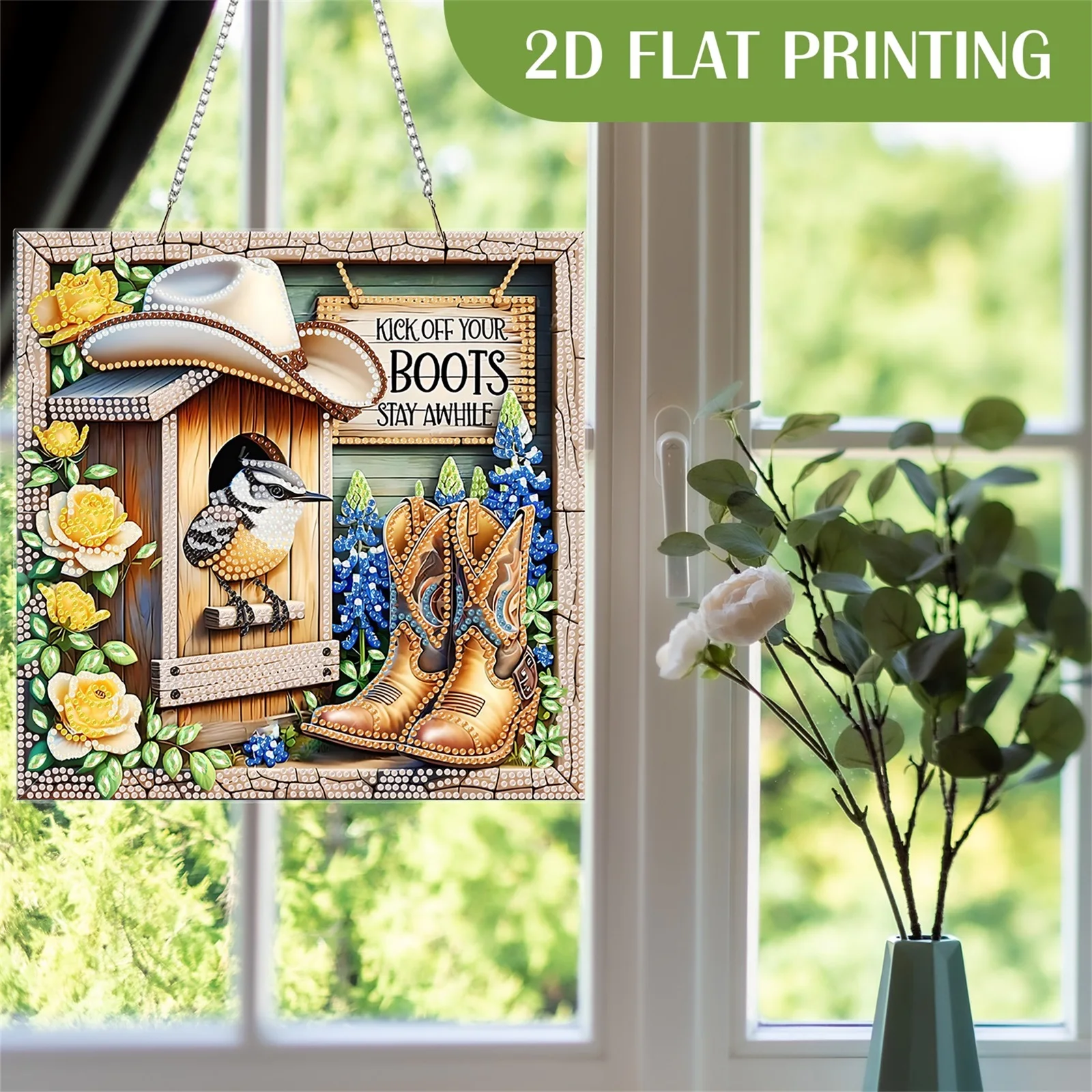 

2D Flat Acrylic DIY Boots Hanging Diamond Art Kits Wall Door Decoration