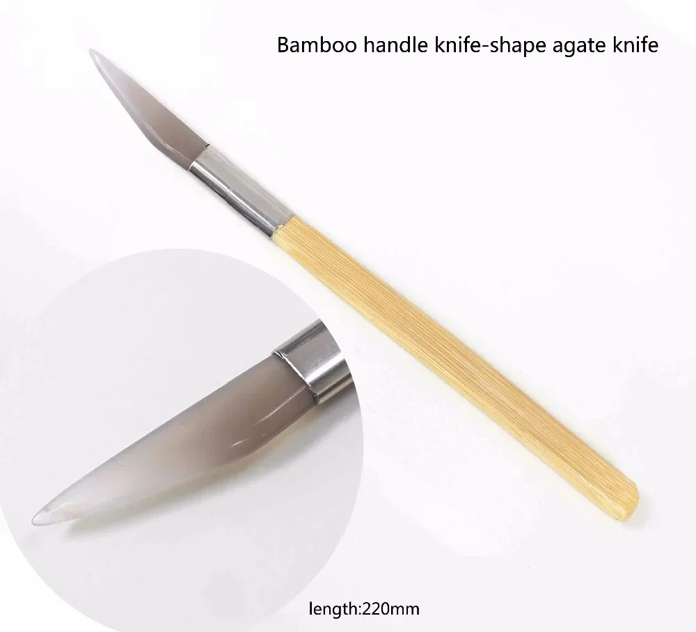 Agate Burnisher Polishing Knife Edge With Bamboo Handle Jewelry Making Tools New