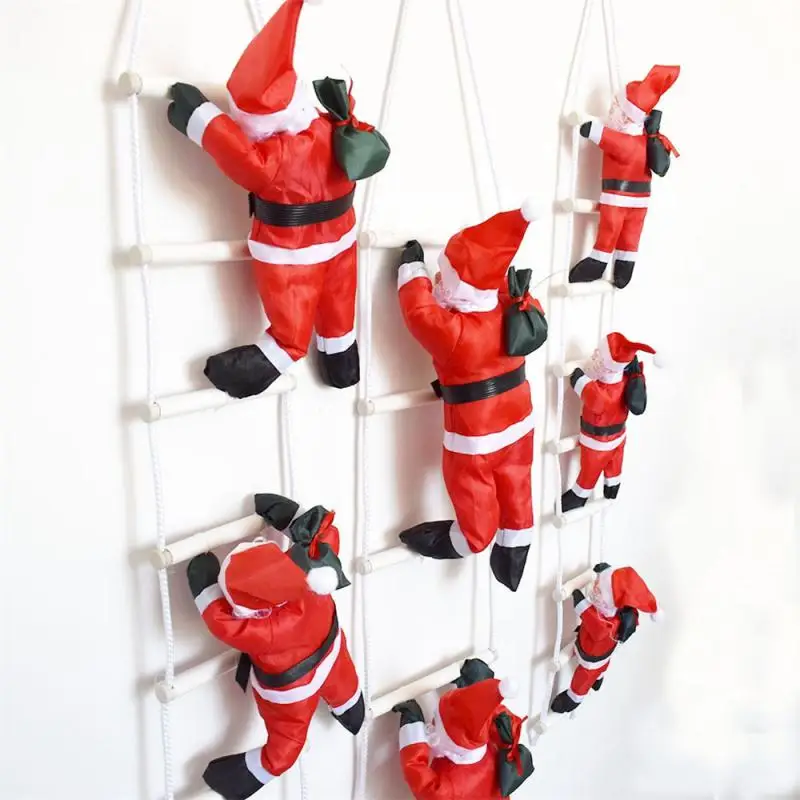 Kerstman Klimladder Hanger Vrolijk Kerstfeest Decoratie Voor Huis 2024 Navidad Kerstboom Ornament Nieuwe Jaar Cadeau 2025