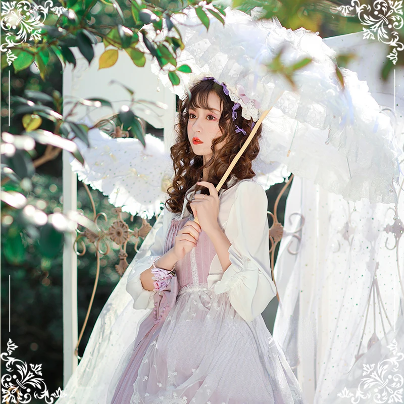 Lolita Flower Wedding Tea Party Christmas Day Dreams Versailles Dawn Lace Handmade Umbrella Parasol Paraguas Inverso