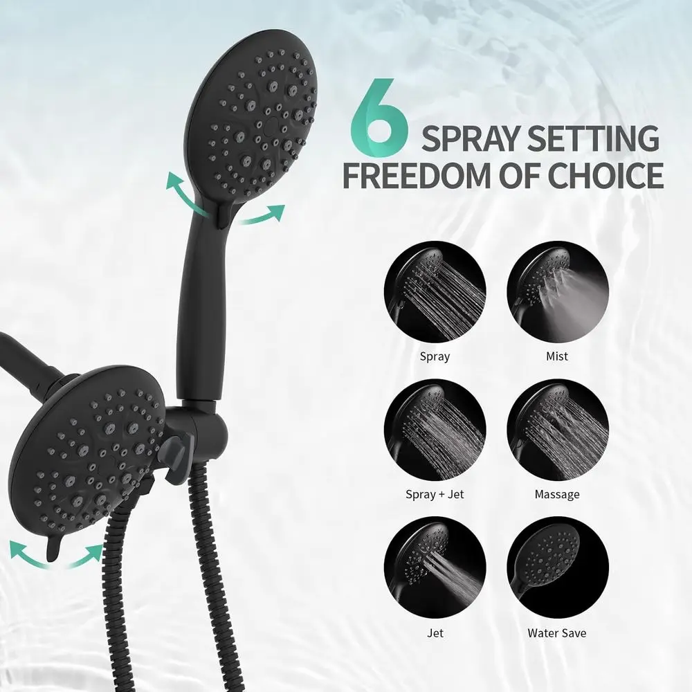 Matte Black Dual Function Shower System with 35-Setting Tub Spout, Single Handle Mixer and 3-Way Diverter