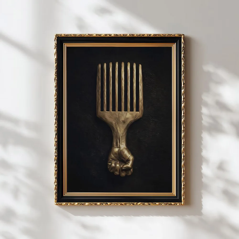 1pc Unframed African Black Power Canvas Pick Melanin Afrocentric Luxury Wall Art Print Minimalist Aesthetic Retro Painting