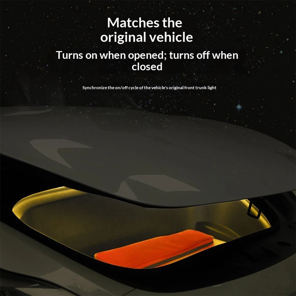 Magnetic Suction Car Front Spare Box LED Atmosphere Light For Tesla Model Y/3 2021-2026 Decorative Silicone Lighting Accessories 3