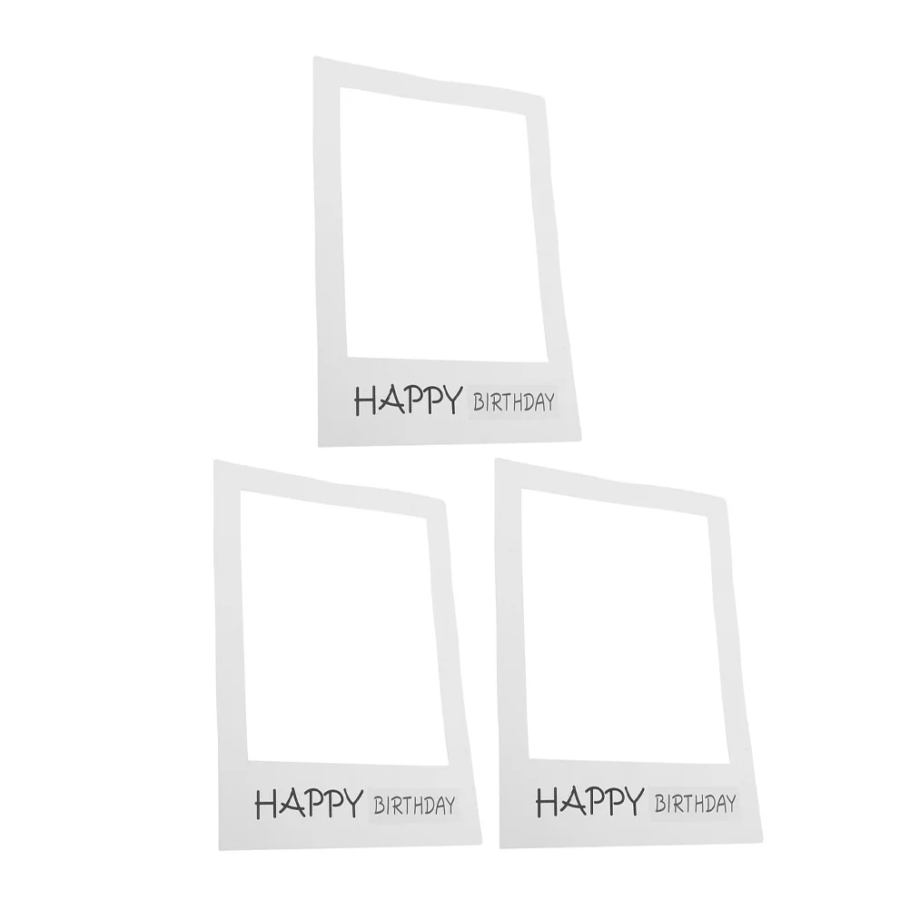 

3Pcs Stylish Birthday Photo Props Interactive Fun High Definition Printing Party Favors Happy Birthday Party Photo Frame