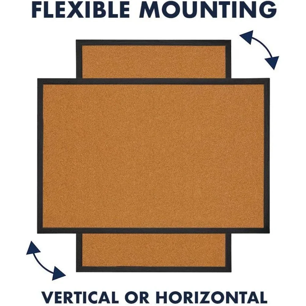 الفلين، لوحة الفلين المؤطرة، 2 × 3 بوصة، إطار أسود، لوحة الرسائل، لوحة الرؤية