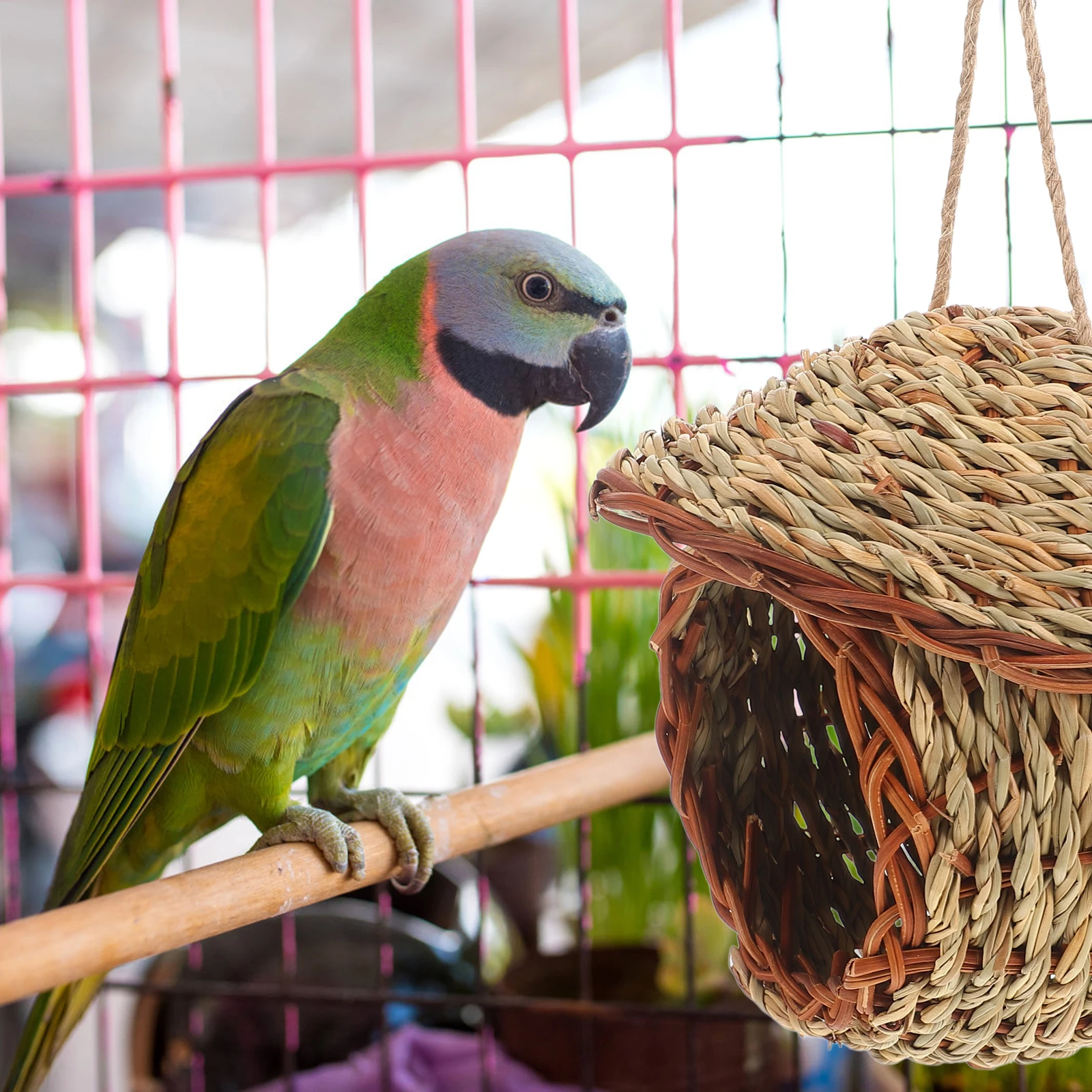 

H woven Bird Nest Natural Safe for Parakeets Small Pets Ideal Straw Nest For Small Pets Home Warm Environment Fits Budgerigar