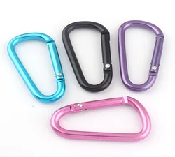 Nero/blu/rosa/viola a forma di D moschettone Clip moschettone in alluminio gancio a molla per Clip da cintura portachiavi campeggio Karabiner-38mm