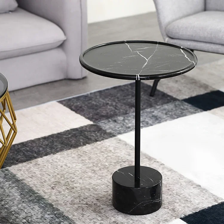 Nordic Modern Metal Iron Living Room Simple and Creative Natural Marble Wholesale Round Customizable Side Table