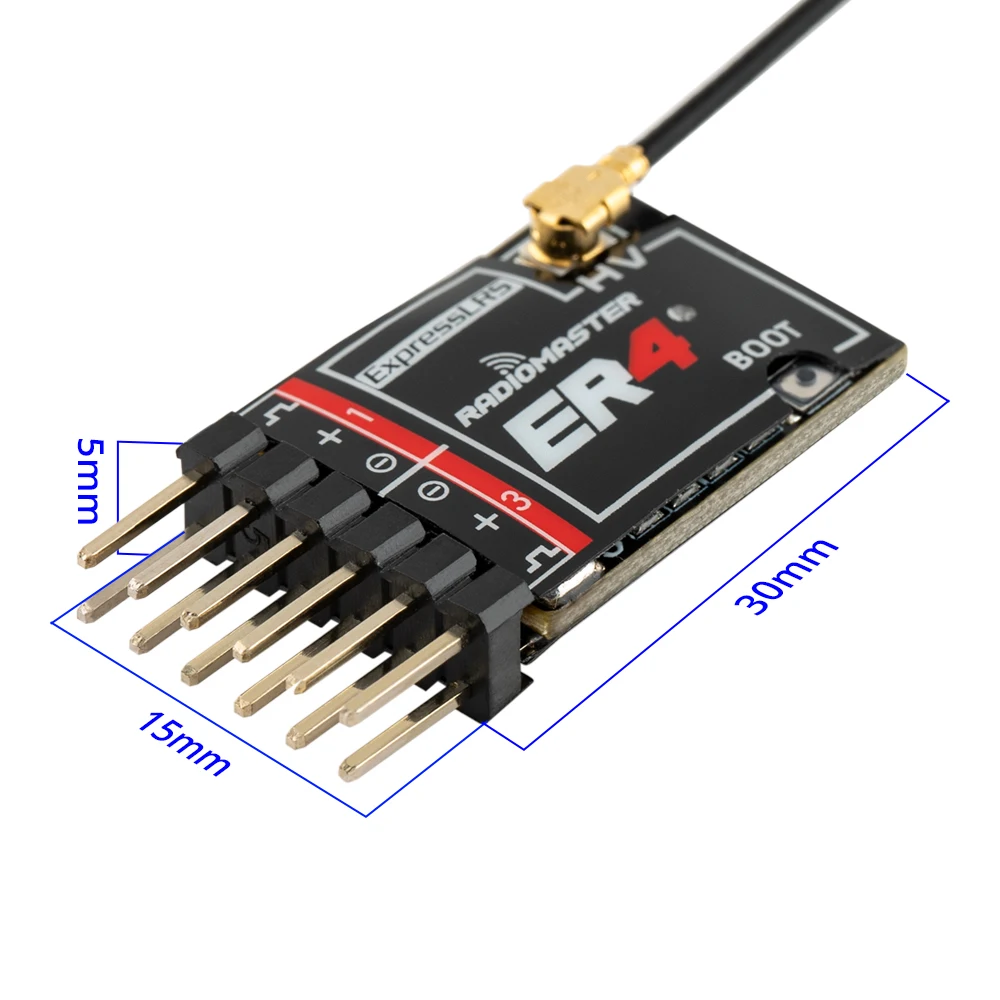 Receptor Radiomaster ER4, 2,4 Ghz, 4 canales, 10mw, ExpressLRS, PWM