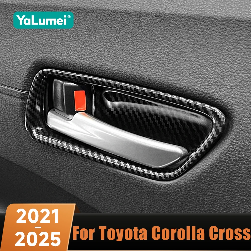 Carbon Faser Auto Türgriff Schüssel Abdeckung Trim Rahmen Zubehör Für Toyota Corolla Kreuz XG10 2021 2022 2023 2024 2025 Hybrid