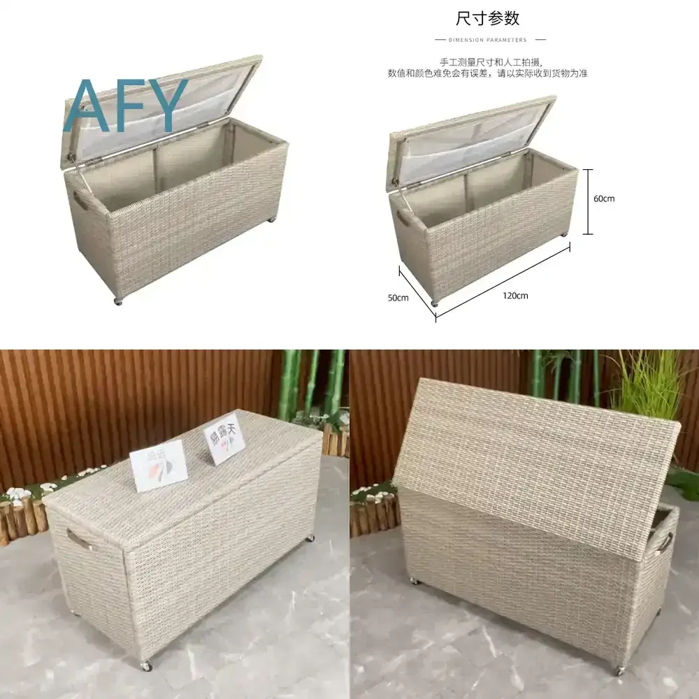 Outdoor Furniture Rattan Cabinet for PE Imitation Rattan Box Movable Woven Basket Storage Basket Patio Deck Garden Outdoor