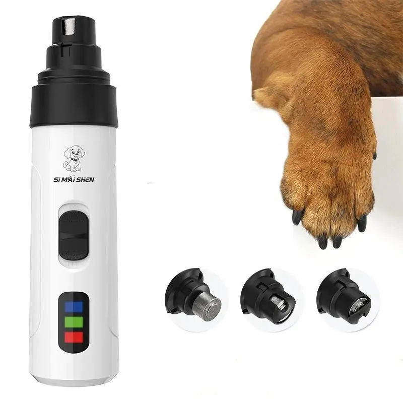 Electric Pet Nail Grinder Painless Low Vibration Dog Cat Nail Trimmer with Replacement Heads for Daily Pet Grooming