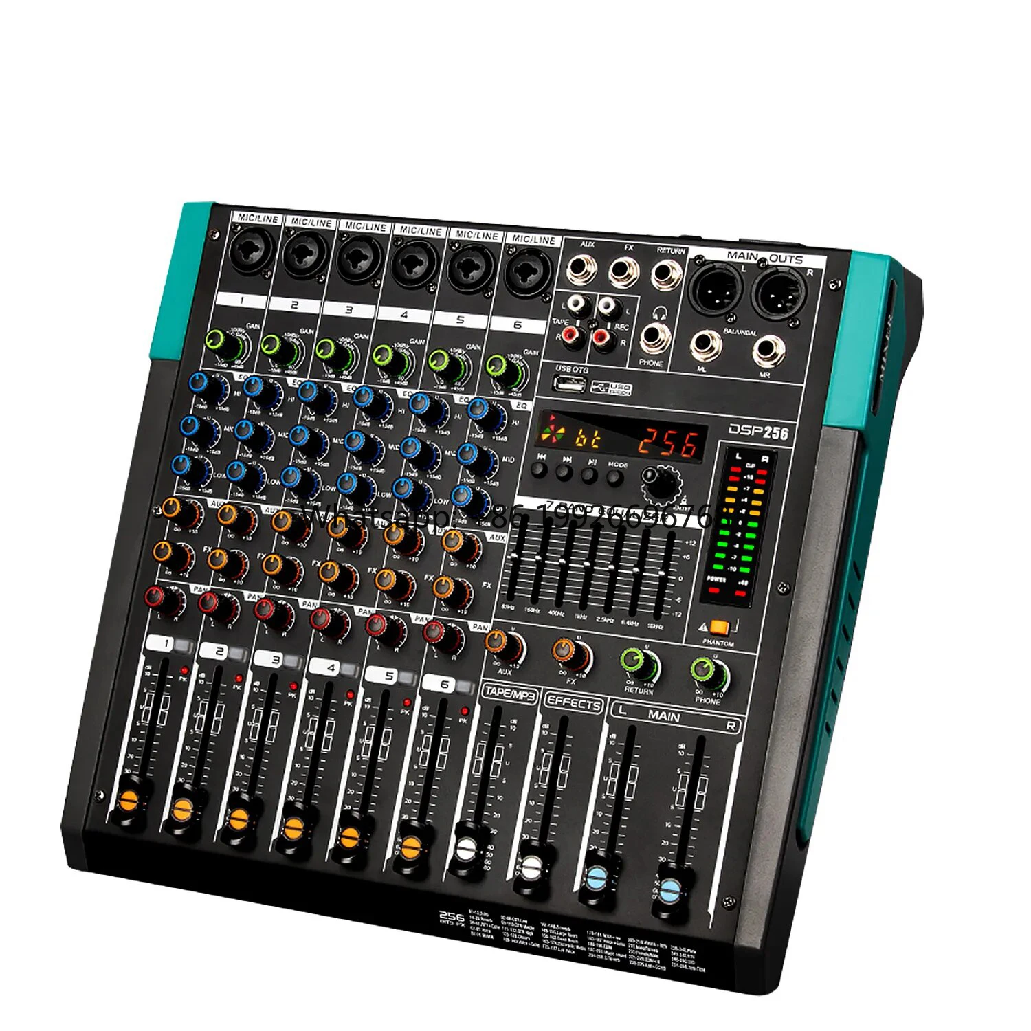 

2024 Professional 6 Mono Channel Audio Mixer Console Metal and Plastic Material Misturador De Audio