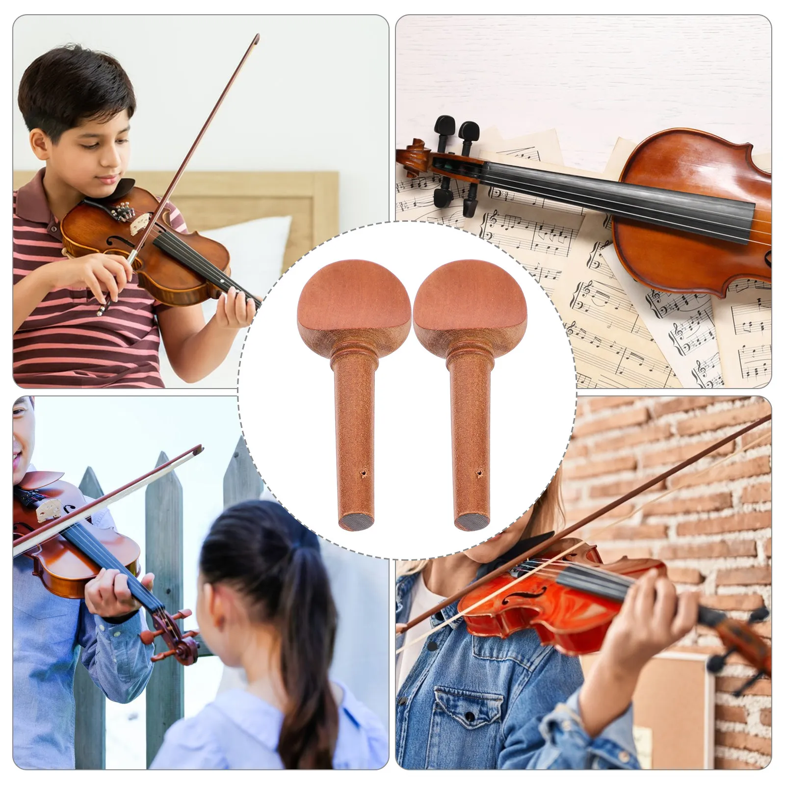 4Pcs Violin Tuning Pegs Jujube Wood Exquisite Fish Eye Inlay Violin Replacement Accessories Musical Instrument Parts