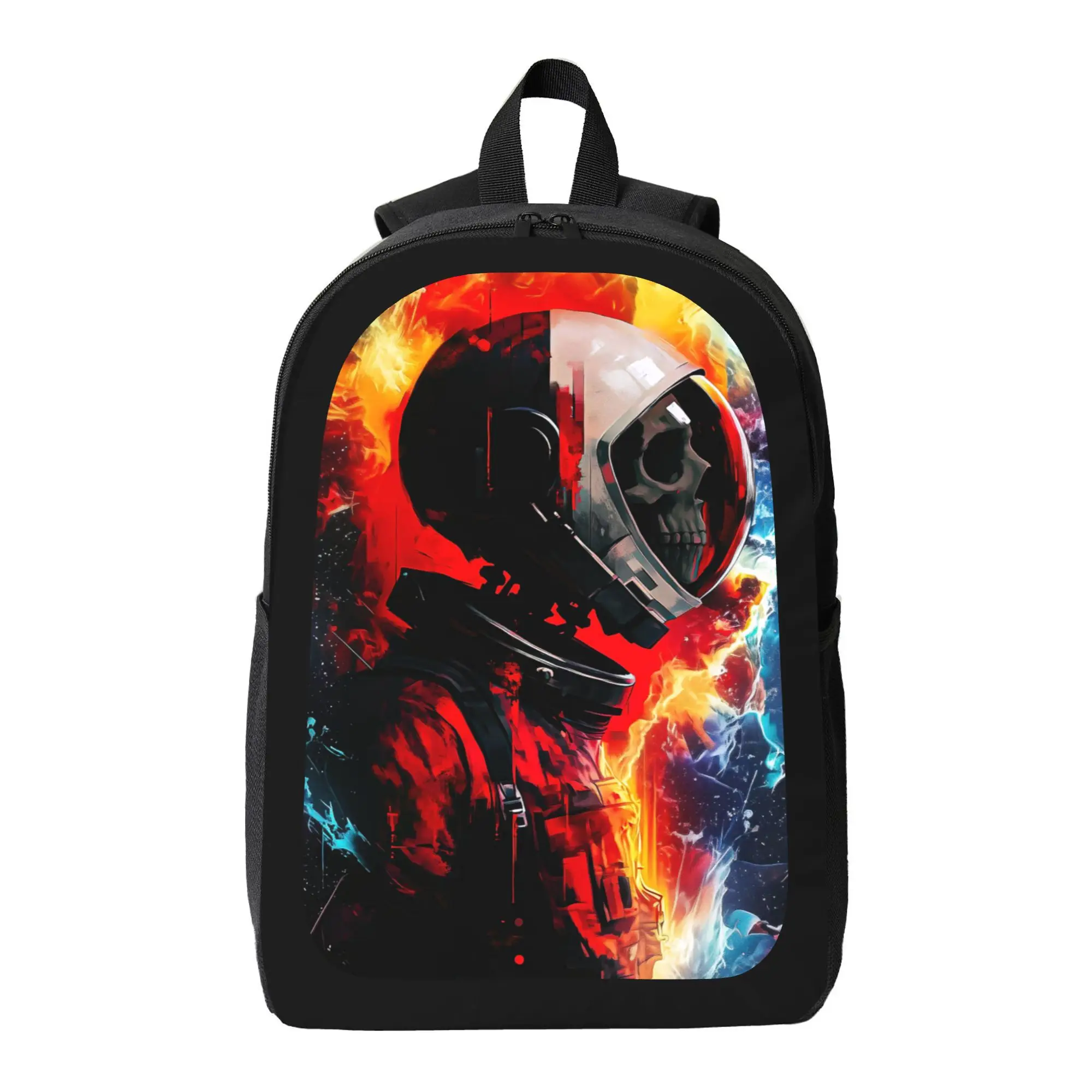 

Astronaut Skeleton Backpack - Red/Orange/Blue/Black/White Space Themed Printed School Bag, Lightweight and Large Capacity