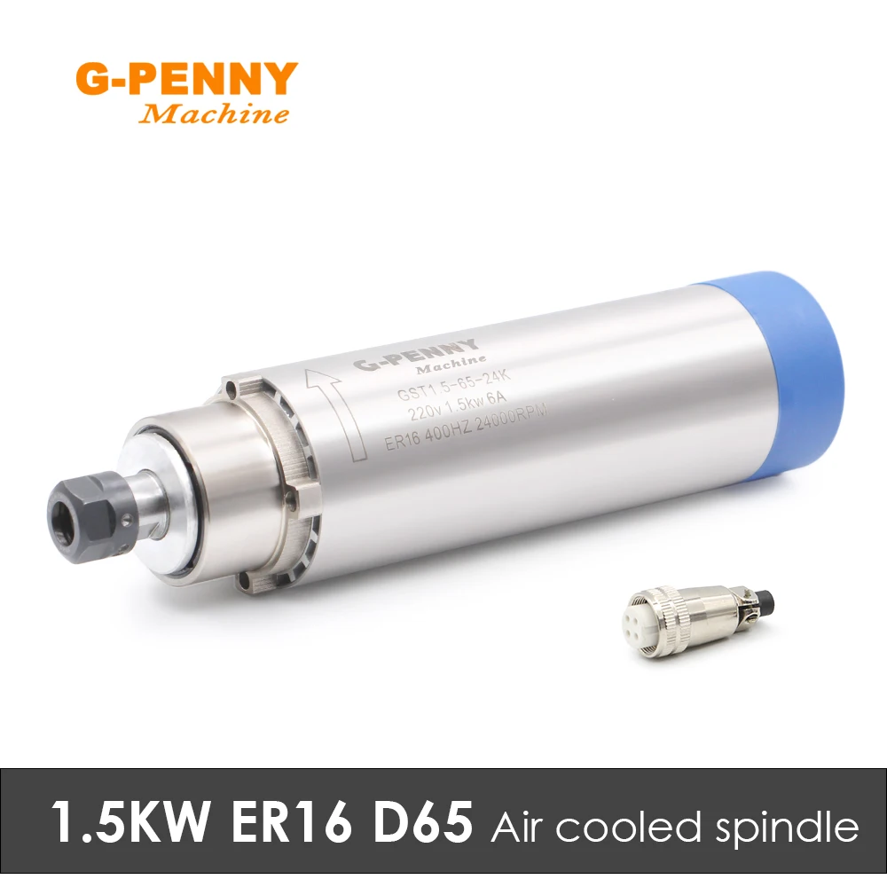 G-Penny 1,5 kW ER16 D=65 mm Silnik wrzeciona chłodzony powietrzem 380 V/220 V Chłodzenie powietrzem do obróbki drewna 65x258 mm R