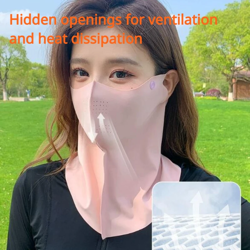 Women Summer UV Protection Neck Scarf Ice Silk Face Mask Cover Outdoor Wrap Cover Sports Cycling Sun Proof Sunscreen Dustproof