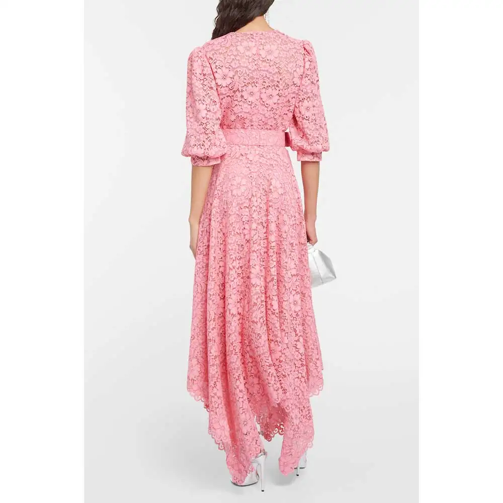 YUMDAI Elegant Puff Sleeve Coral Pink Dubai Evening Dress 2024 Saudi Arabia Women Wedding Formal Party Dress Luxurious Midi Gown