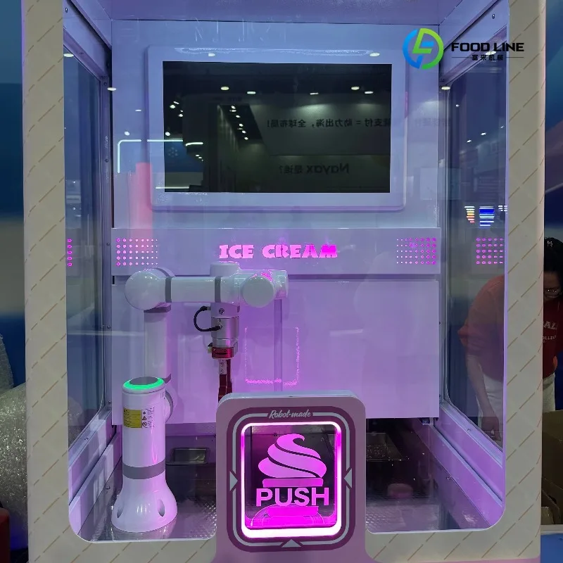 2026 New Custom Robotic Arm Freshly-Made Ice Cream Vending Machine Scan to Enjoy  Millimeter-Precise Sweetness