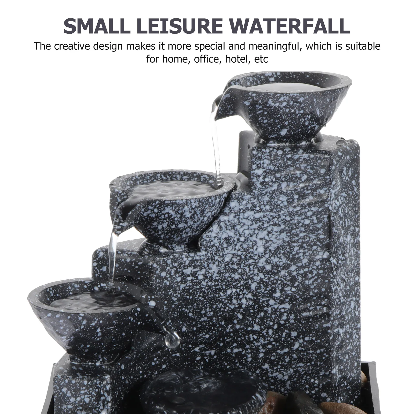 

1 set 1 Set Small Waterfall For Indoor Garden Decor Powered Resin Desktop Ornament Home Decoration Office Fountain Adorn