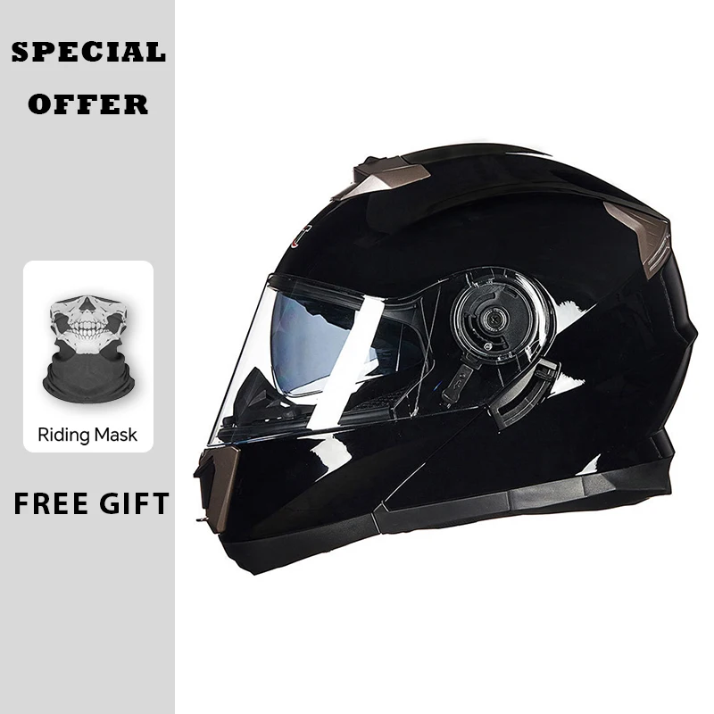 

2025 New Professional Motorcycle Helmets Racing Flip Up Helmet ABS Material Modular Dual Lens Bluetooth Full Face Helmet DOT ECE