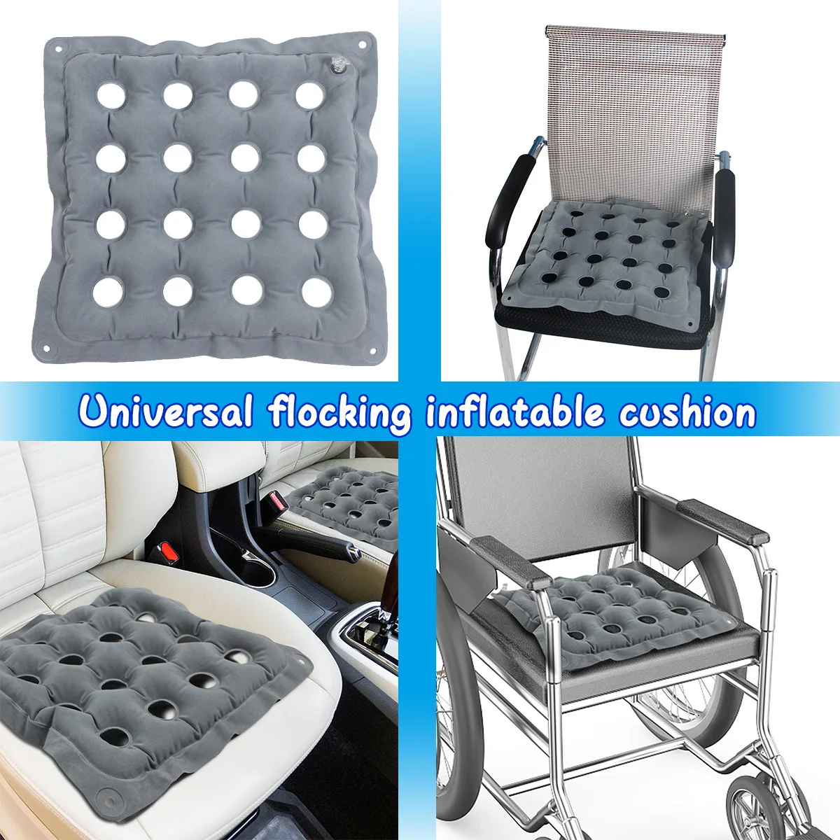 PVC Flocking Ventilation Hole Inflatable Seat Cushion Office Cushion Household Sofa Anti-bedsore Air Cushion Airbag