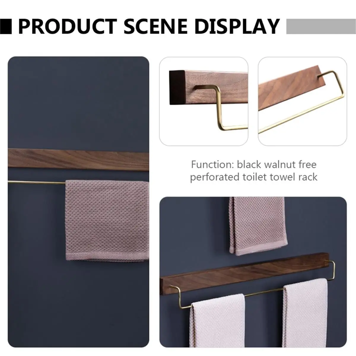 2026 New Wall Mounted Towel Rack for Bathroom - Large Solid Wood Storage Bar