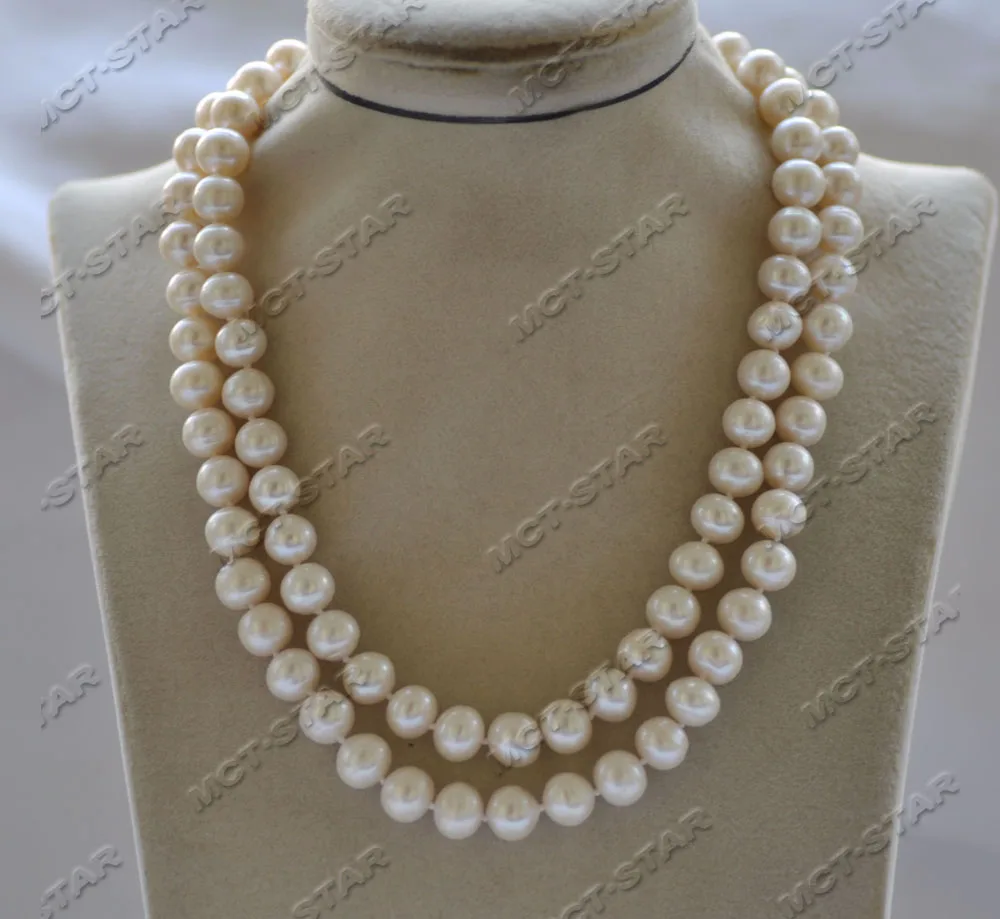 

Z12813 2row 18" 11mm White Round Freshwater Pearl Necklace CZ