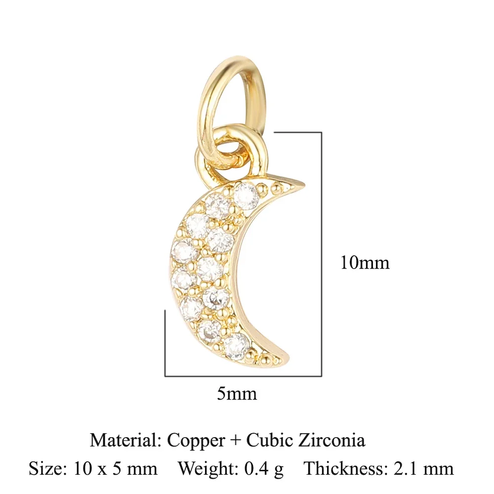 5 stks/partij Ster Hart Sleutel Koper Kubieke Zirkoon Charms Clover Lightning Hoefijzer Racket Maan Armband Oorbel Ketting Hanger