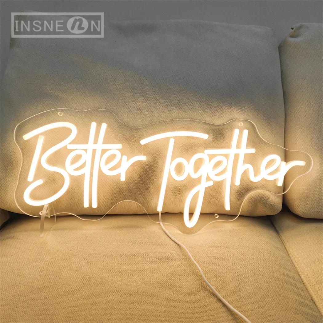 Better Together Neon Sign LED Light with Adjustable Brightness Perfect Wedding Decor Anniversary Mr Mrs Party Decoration USB 5V