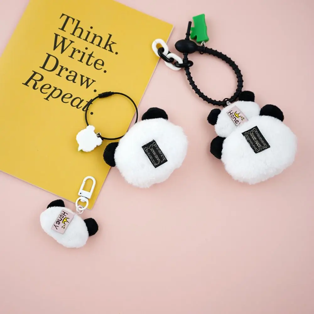 Creative Cute Bamboo Tube Panda Keychain Soft Cartoon Kawaii Animal Pendant Key Ring Plush Stuffed Panda Keychain Unisex