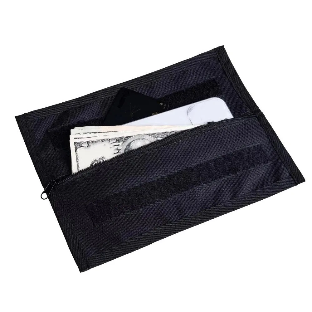 Strong Adhesive Hidden Storage Bag Black Concealed Design Discreet Wallet Bag Zipper Closure Discreet Secret Compartment