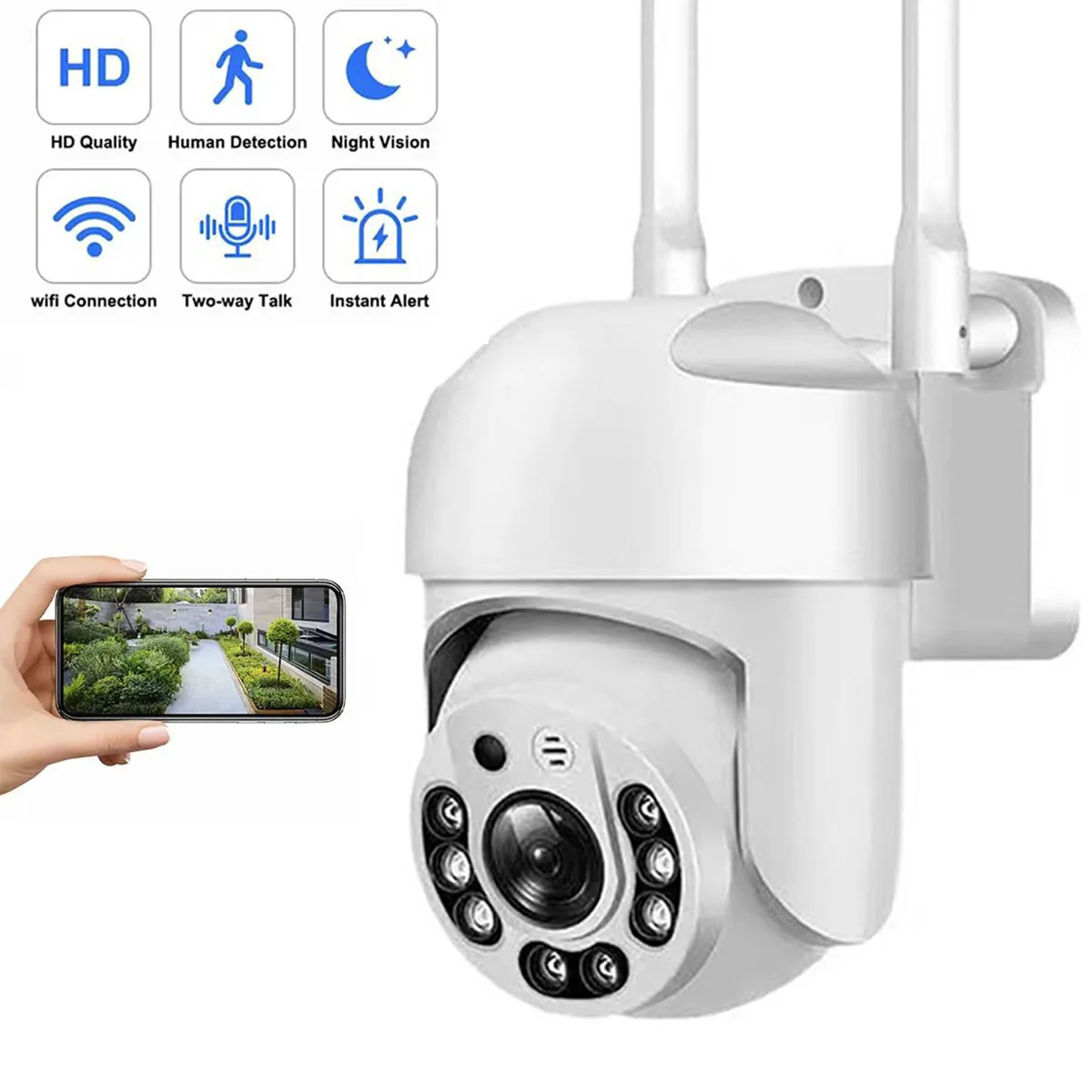

IP-камера наружная беспроводная с Wi-Fi, 2 МП, 4-кратным увеличением