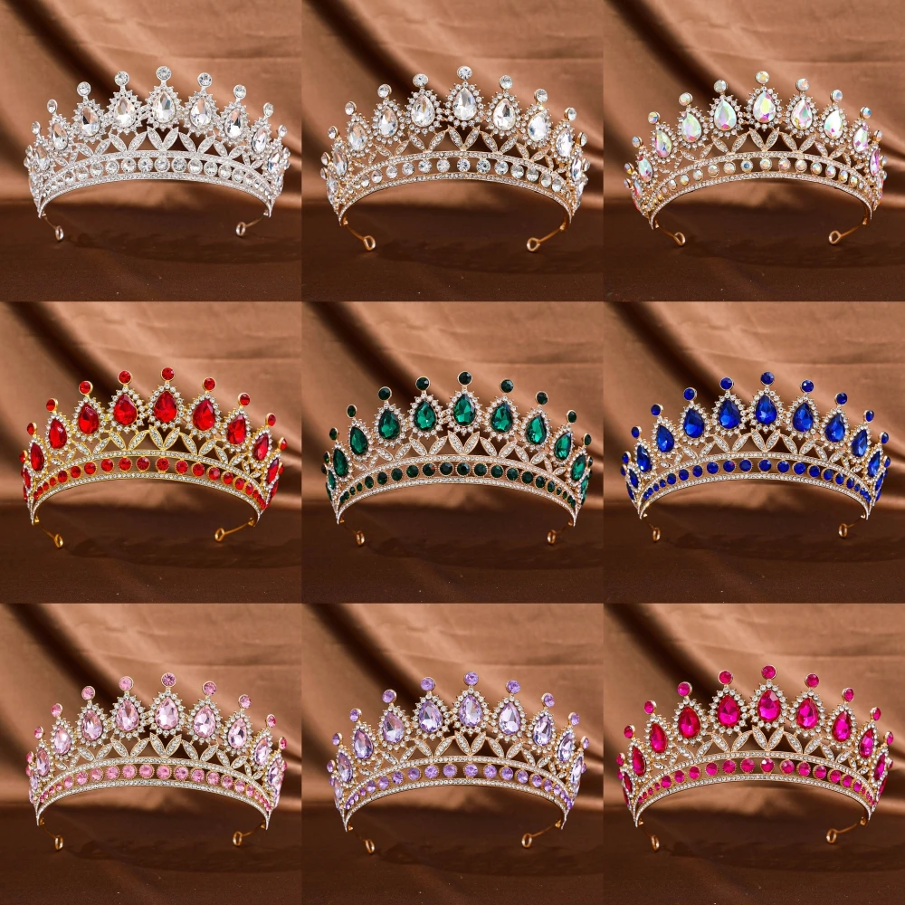 Tiara de corona de cristal barroco para mujer, diadema de graduación con diamantes de imitación, accesorios para el cabello de boda, joyería, Tiara de corona