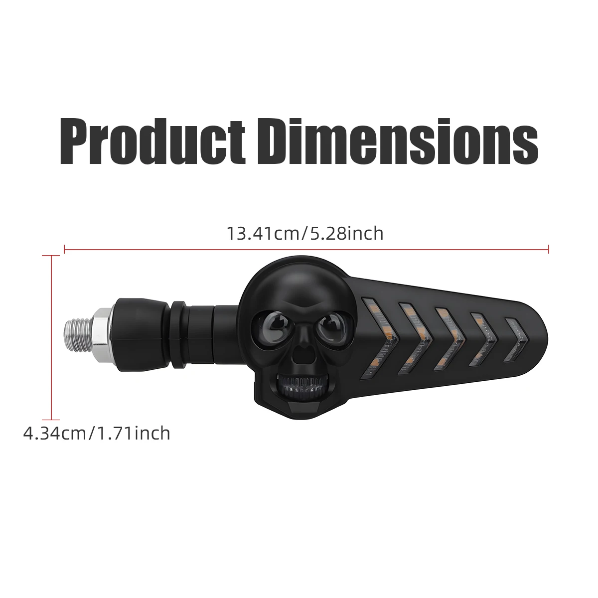 1Pair Motorcycle Skull Head LED Turn Flowing Signal Light Dual Color Skeleton Arrow Amber Flashing Blinker Indicator - view 3
