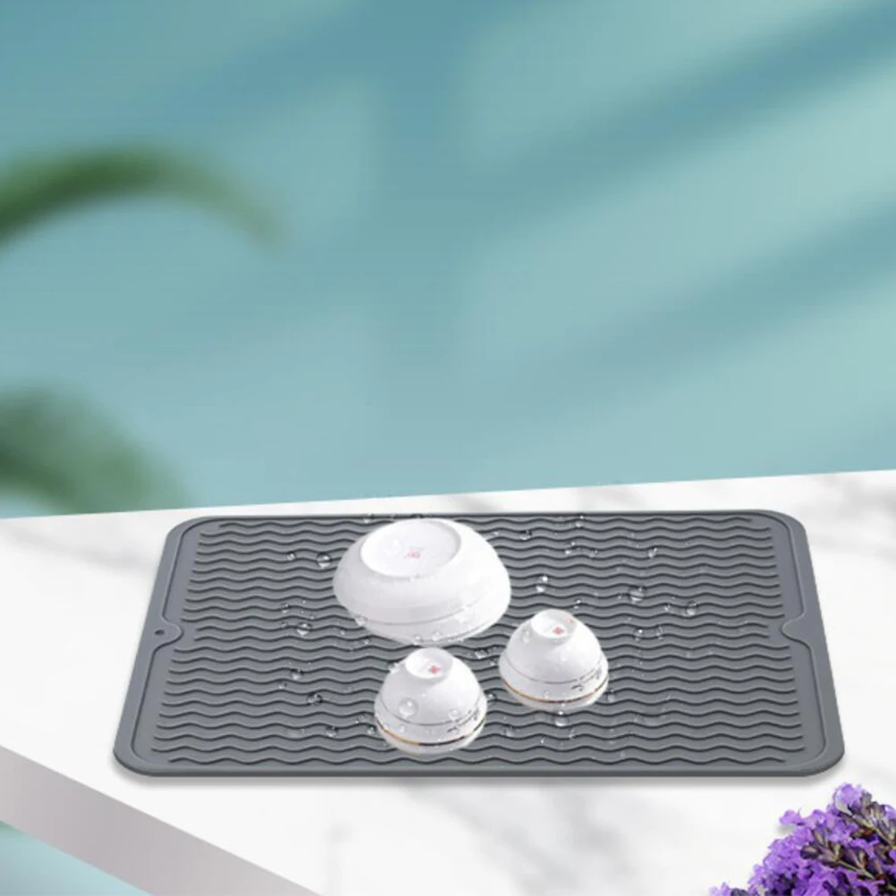 

Silicone Drying Pad Mat for Sink Dish Mats Tableware Cutlery Rack Kitchen Countertop Heat Insulation Non High