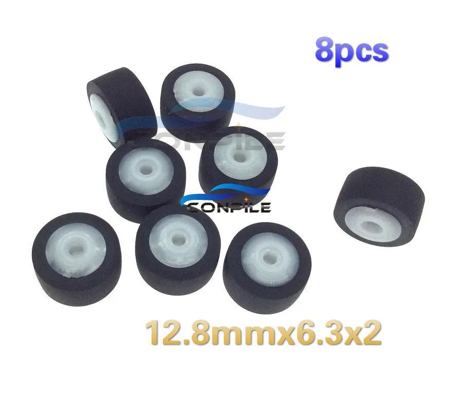 8pcs 12.8mmx8.2x6.3x2 for walkman wheel belt pulley rubber audio pressure recorder cassette deck pinch roller tape Stereo player