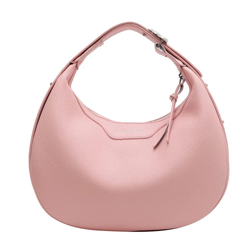 Bolso de hombro de estilo francés para mujer, bolsa de mano con textura de PU estética, con cremallera, Color sólido, a la moda, combina con todo, novedad de 2023